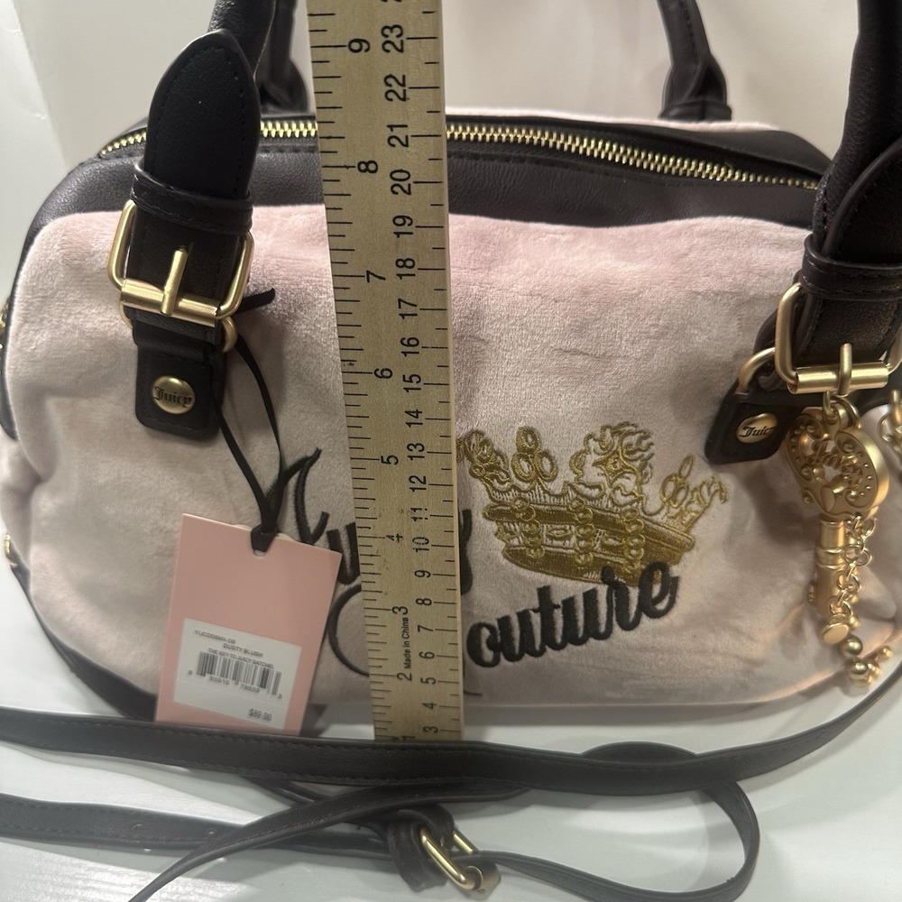 Juicy Couture Satchel Bag The Key To Juicy Blush Chocolate Velour NWT - Picture 8 of 16